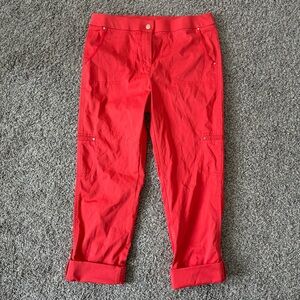 Chico’s Convertible Cargo Crop Pants Red Orange Utility Style Size 0 Small